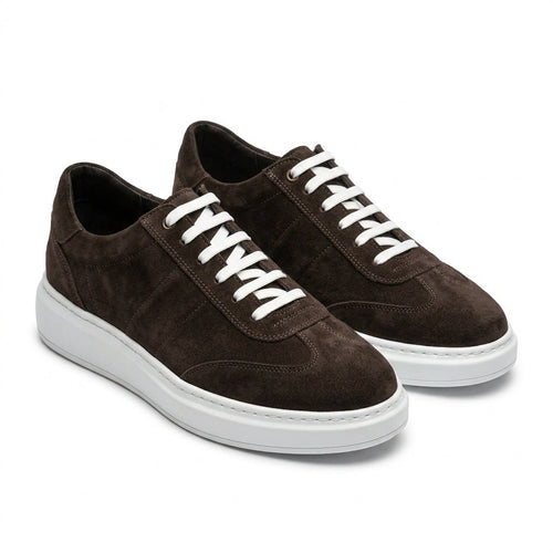 Adidasi barbati din piele naturală, A - 503, maro - velur - Paul Style