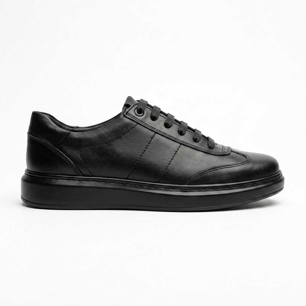 Adidasi barbati din piele naturală, A - 503, negru - Paul Style