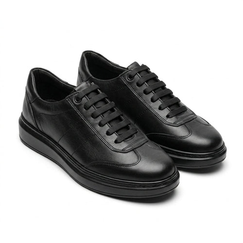 Adidasi barbati din piele naturală, A - 503, negru - Paul Style