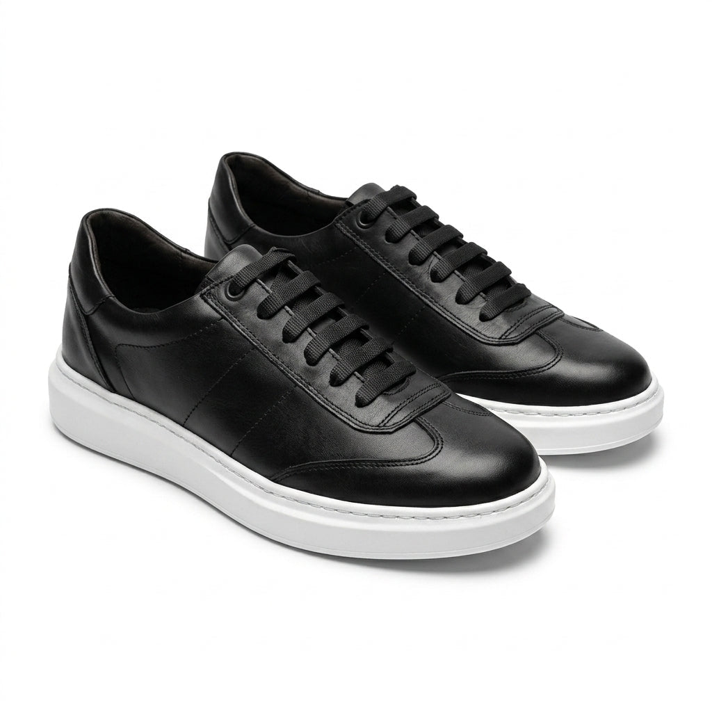 Adidasi barbati din piele naturală, A - 503, negru - ta - Paul Style
