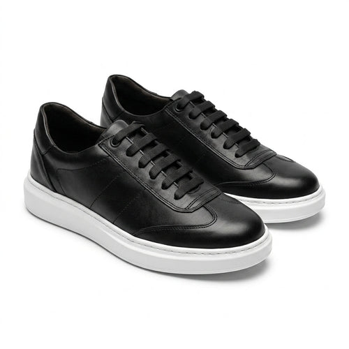 Adidasi barbati din piele naturală, A - 503, negru - ta - Paul Style