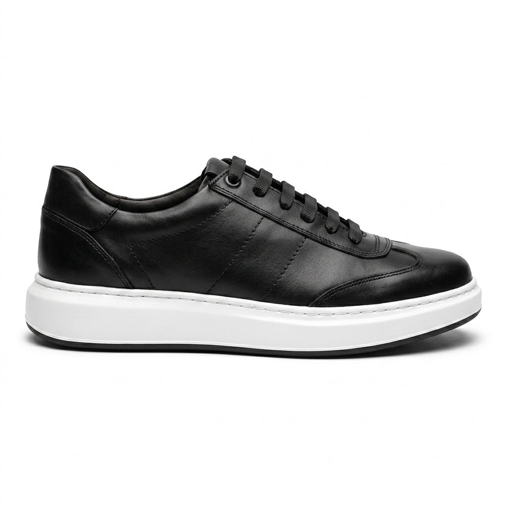 Adidasi barbati din piele naturală, A - 503, negru - ta - Paul Style