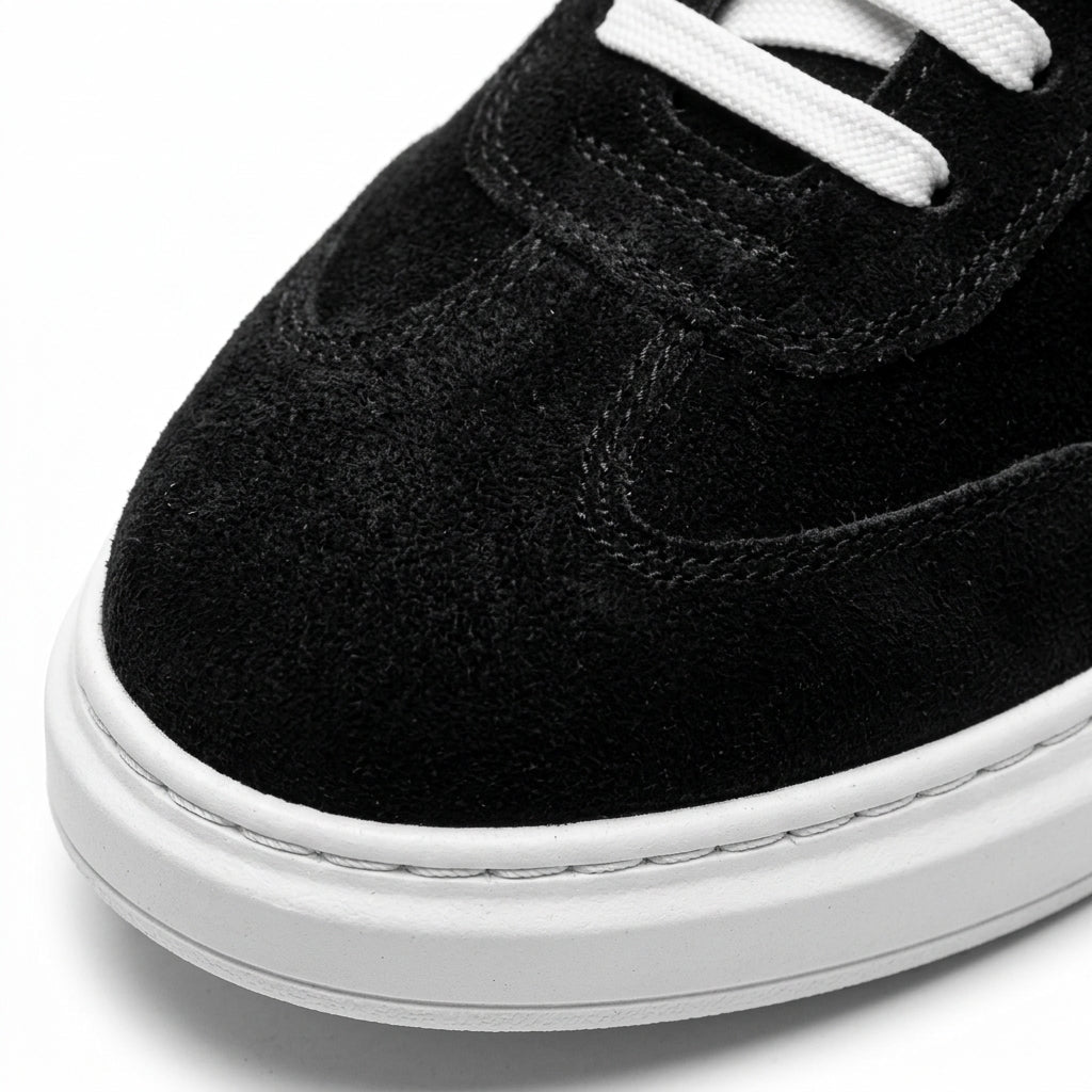 Adidasi barbati din piele naturală, A - 503, negru - velur - Paul Style