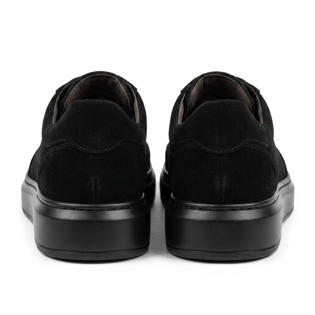 Adidasi barbati din piele naturală, A - 503, negru - velur tng - Paul Style