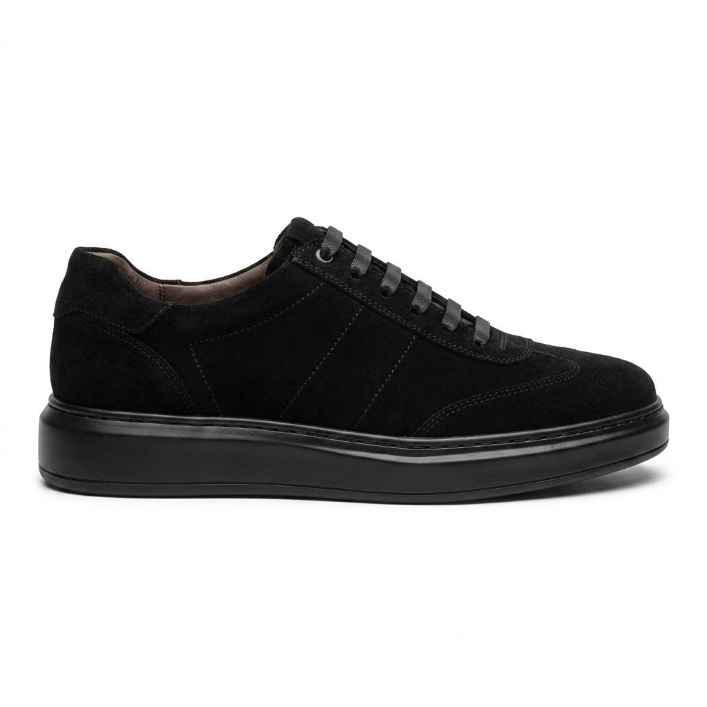 Adidasi barbati din piele naturală, A - 503, negru - velur tng - Paul Style
