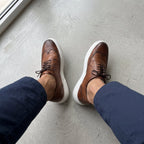 Adidasi barbati din piele naturală, A-507-1, maro - Paul Style