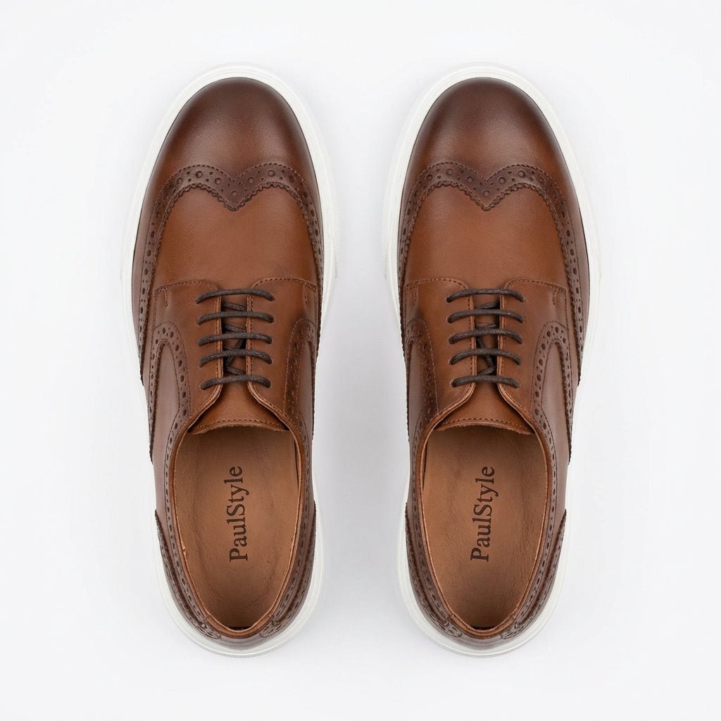 Adidasi barbati din piele naturală, A - 507, maro - Paul Style