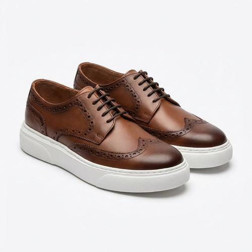 Adidasi barbati din piele naturală, A - 507, maro - Paul Style