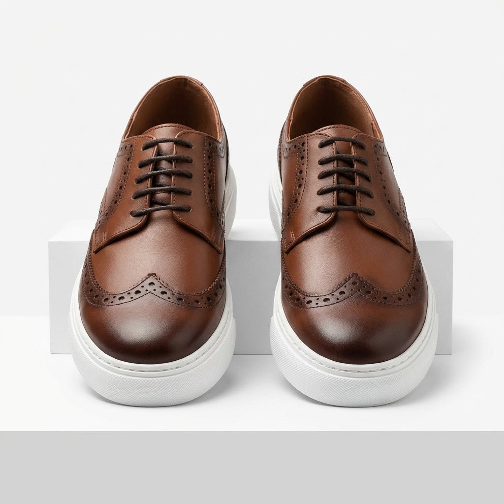 Adidasi barbati din piele naturală, A - 507, maro - Paul Style