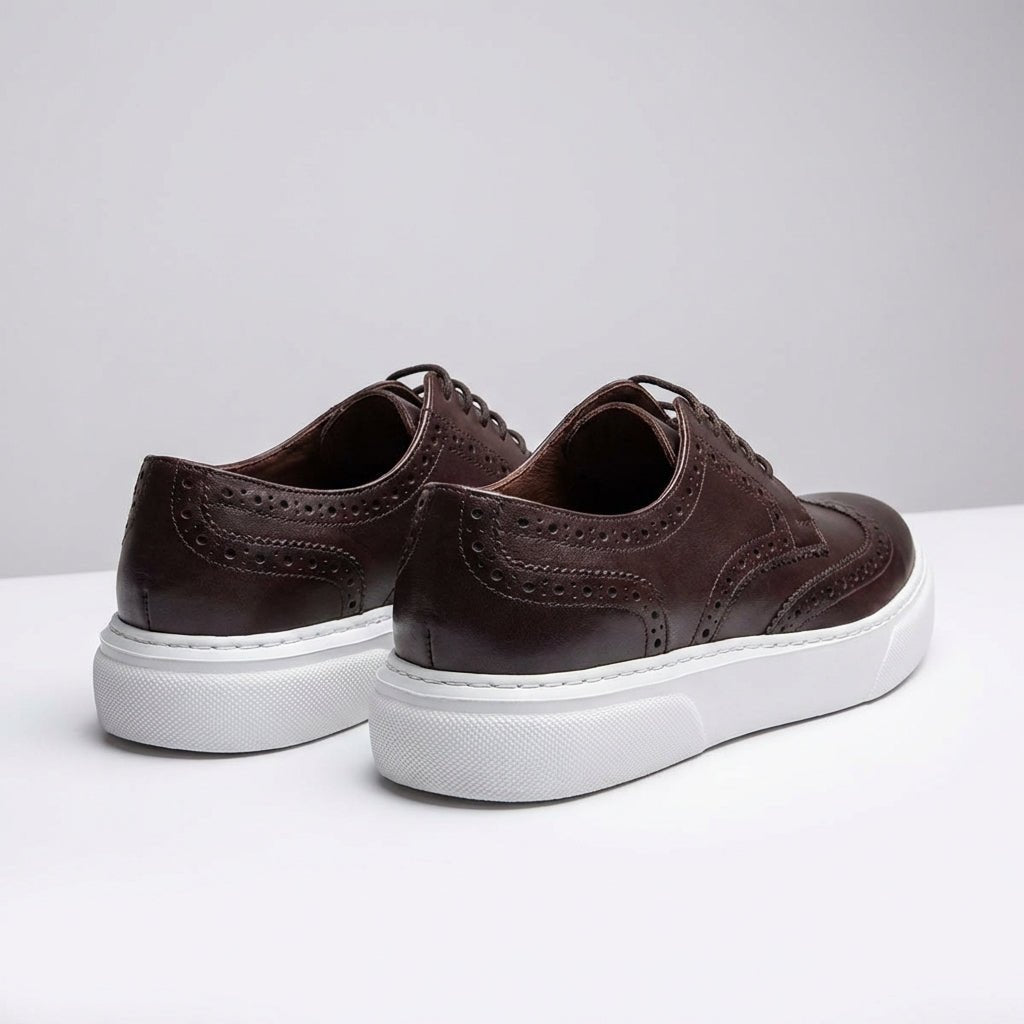 Adidasi barbati din piele naturală, A - 507, maro - inchis - Paul Style