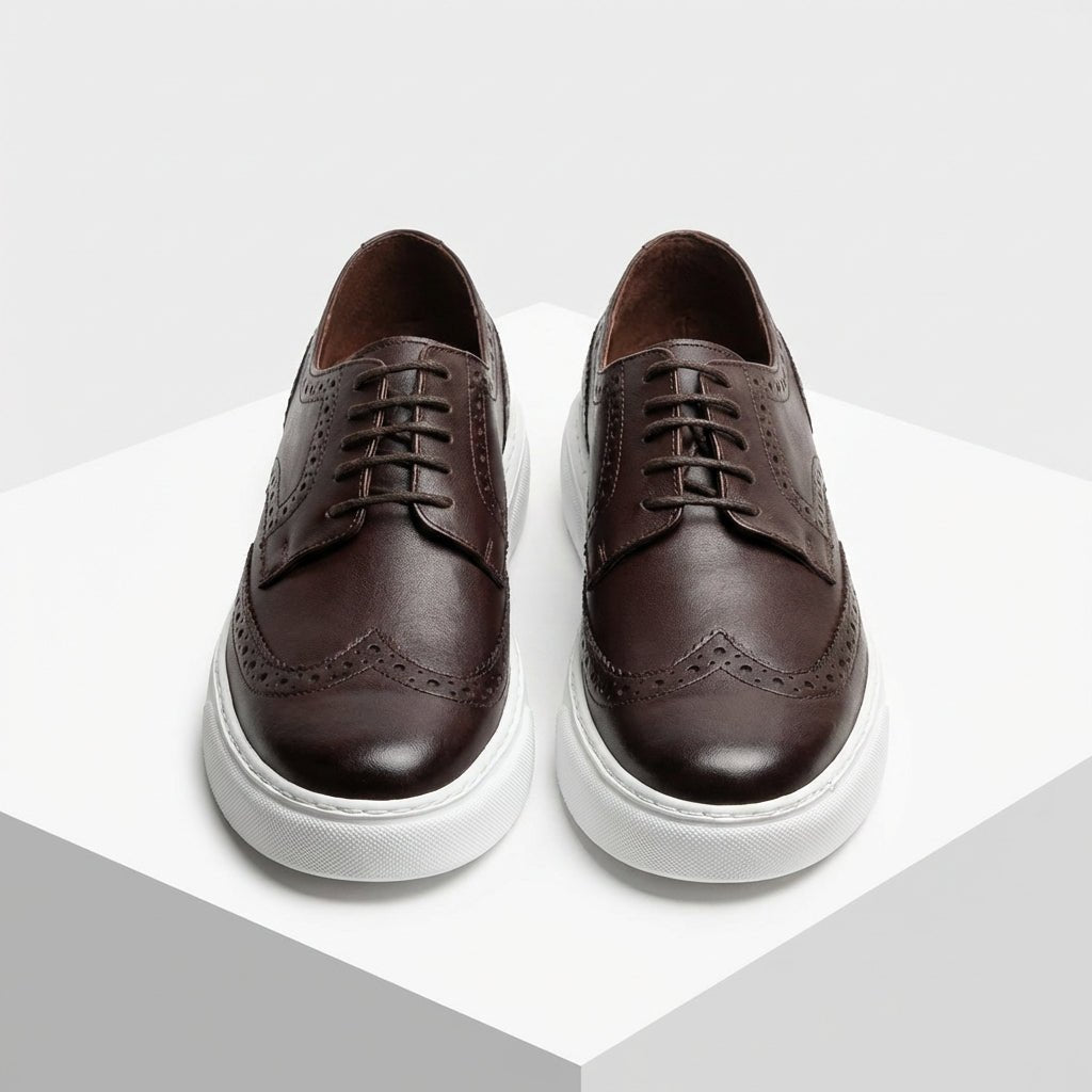 Adidasi barbati din piele naturală, A - 507, maro - inchis - Paul Style