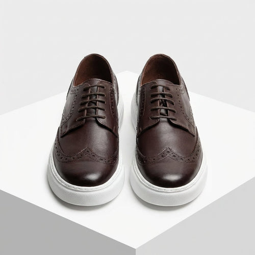 Adidasi barbati din piele naturală, A - 507, maro - inchis - Paul Style