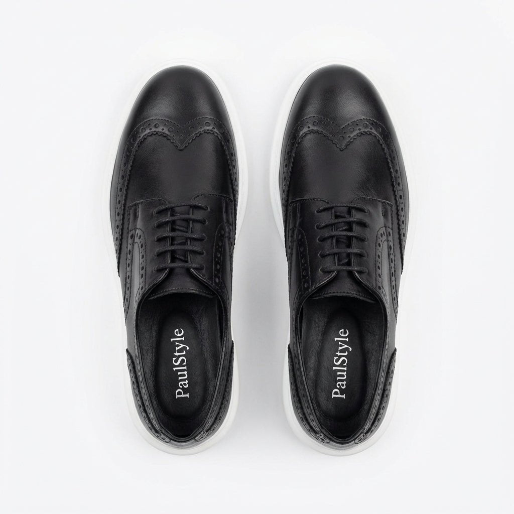 Adidasi barbati din piele naturală, A - 507MTalba, Negru - Paul Style