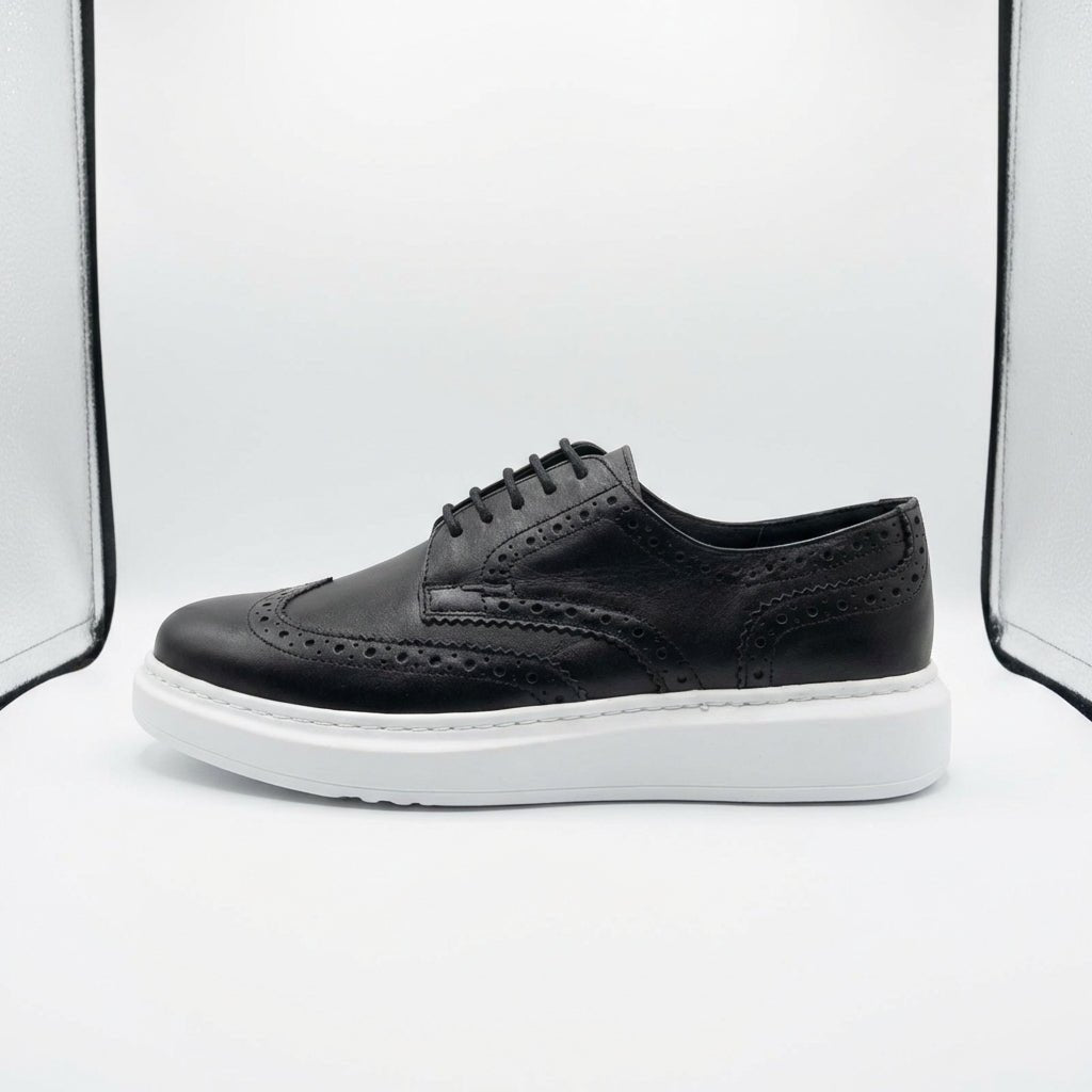 Adidasi barbati din piele naturală, A - 507MTalba, Negru - Paul Style