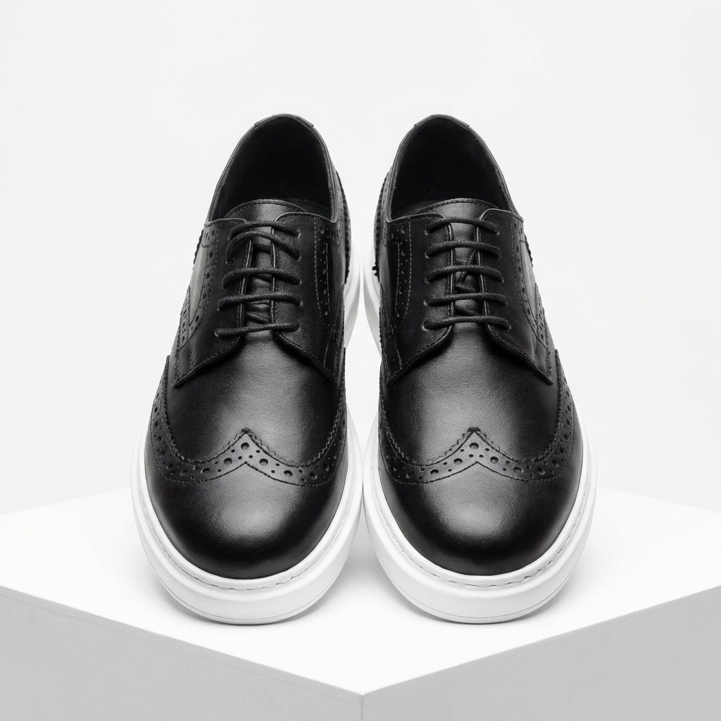 Adidasi barbati din piele naturală, A - 507MTalba, Negru - Paul Style