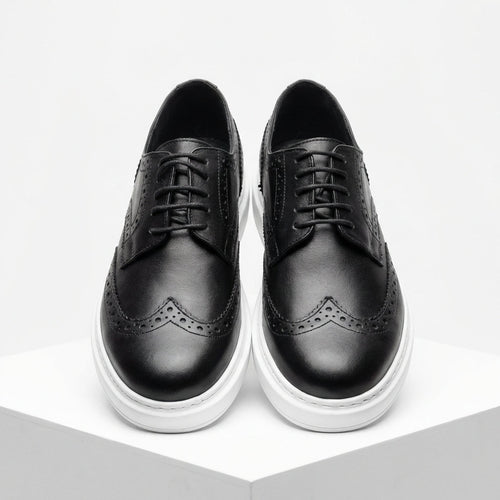 Adidasi barbati din piele naturală, A - 507MTalba, Negru - Paul Style