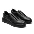 Adidasi barbati din piele naturală, M - 093, negru - Paul Style