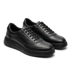 Adidasi barbati din piele naturală, M - 093, negru - Paul Style
