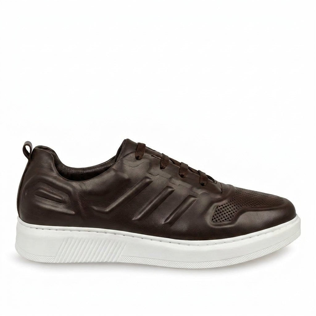 Adidasi barbati din piele naturală, M - 097, maro - Paul Style