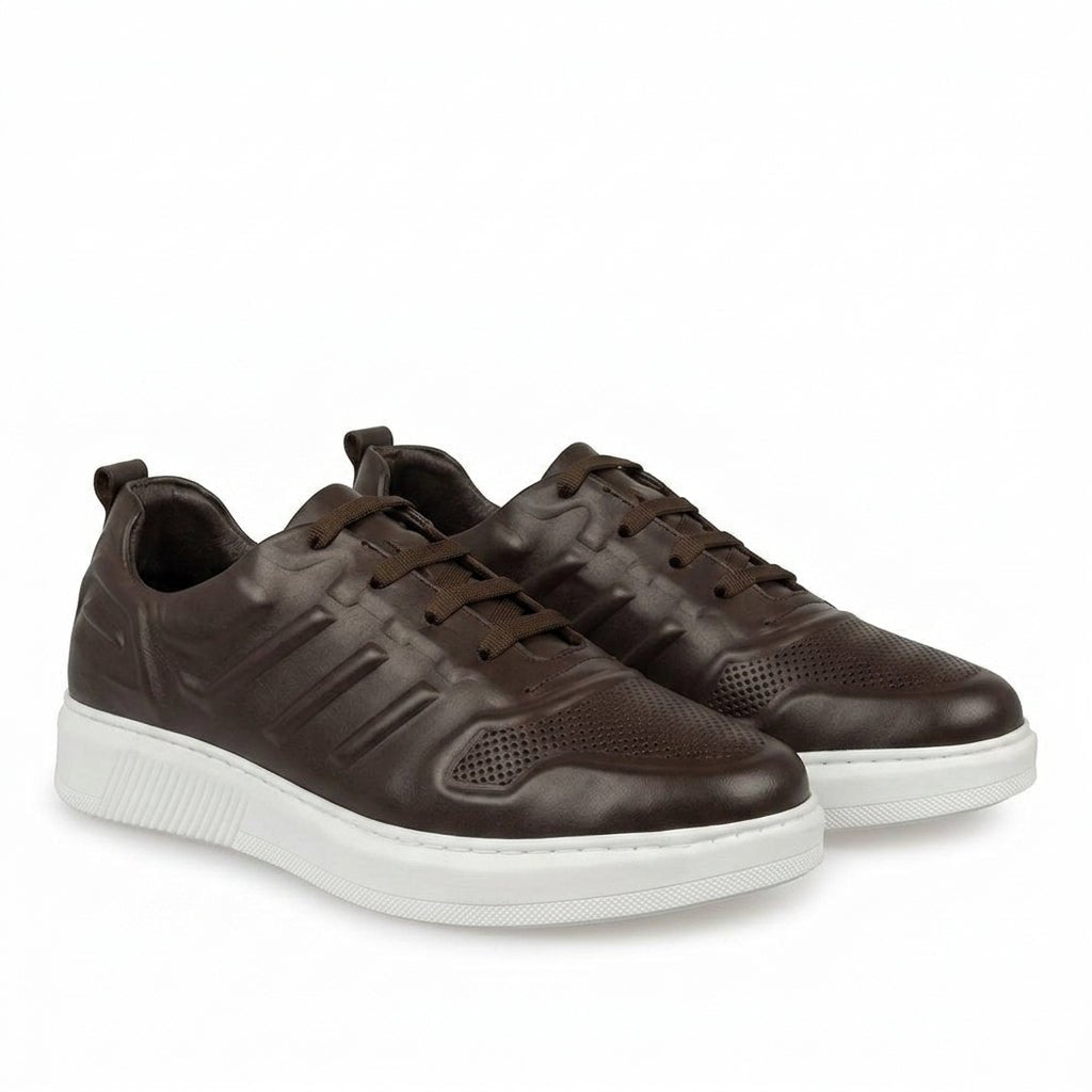 Adidasi barbati din piele naturală, M - 097, maro - Paul Style