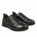 Adidasi barbati din piele naturală, M - 097, negru - Paul Style