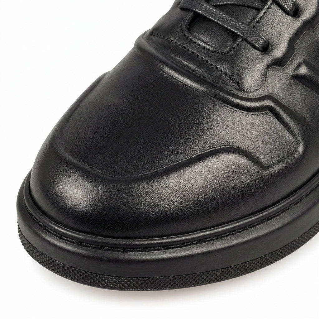 Adidasi barbati din piele naturală, M - 097, negru - Paul Style