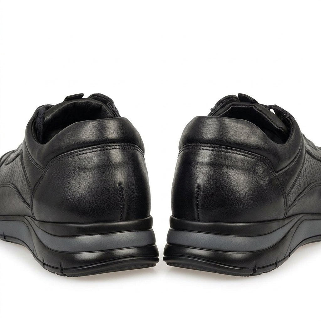 Adidasi barbati din piele naturală, M - 098, negru - Paul Style