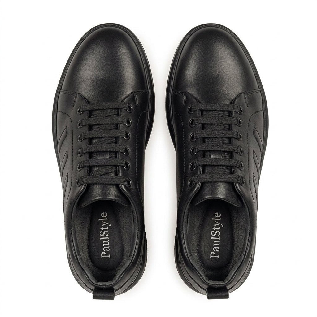 Adidasi barbati din piele naturală, M - 100, negru - Paul Style