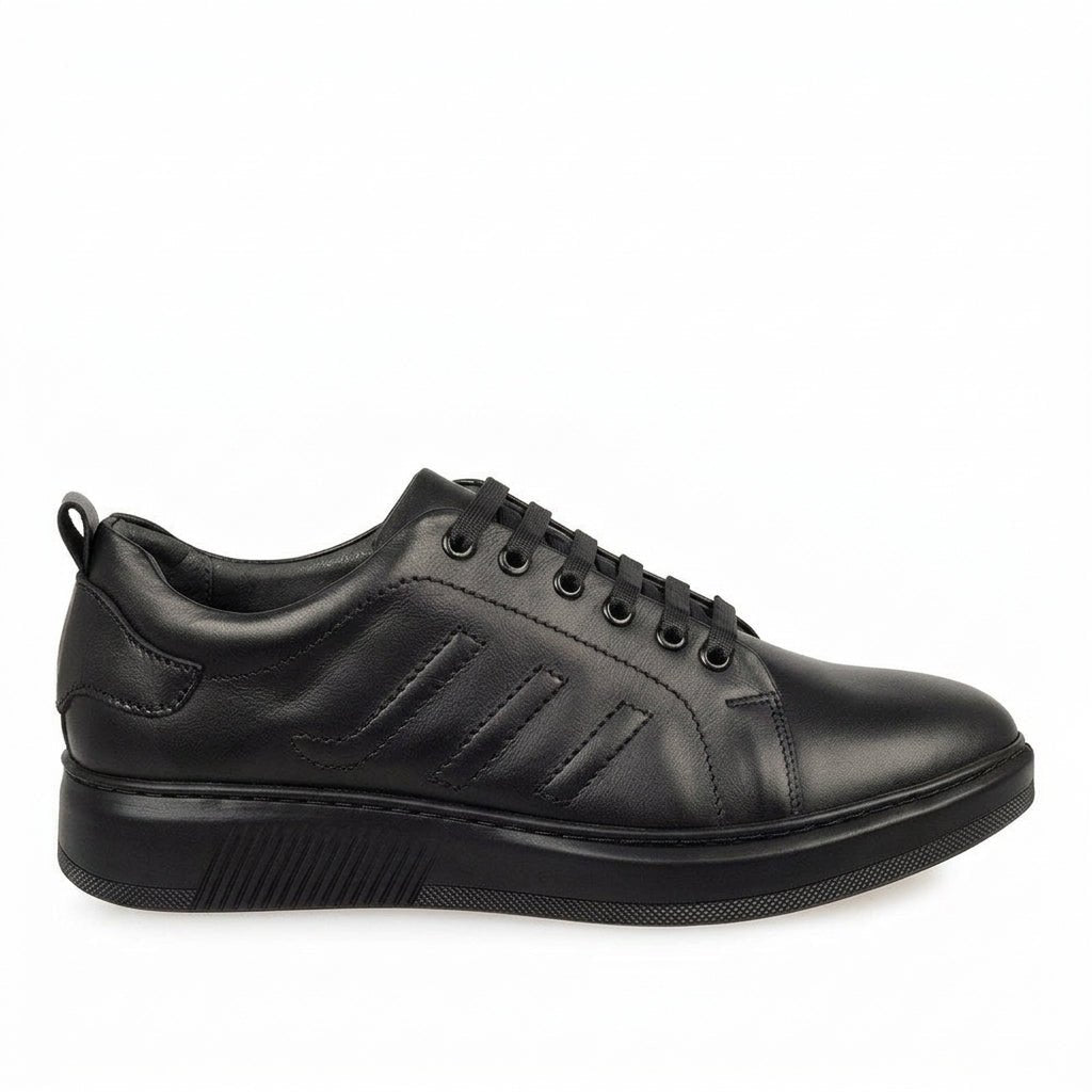 Adidasi barbati din piele naturală, M - 100, negru - Paul Style