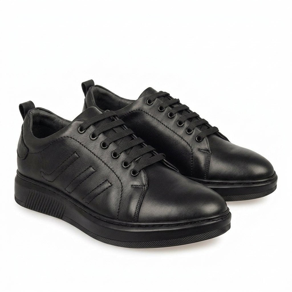 Adidasi barbati din piele naturală, M - 100, negru - Paul Style