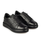 Adidasi barbati din piele naturală, M - 102, negru - Paul Style
