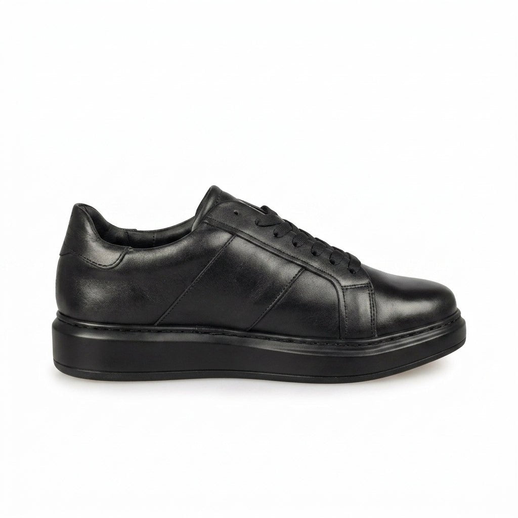 Adidasi barbati din piele naturală, M - 102, negru - Paul Style