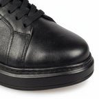 Adidasi barbati din piele naturală, M - 102, negru - Paul Style