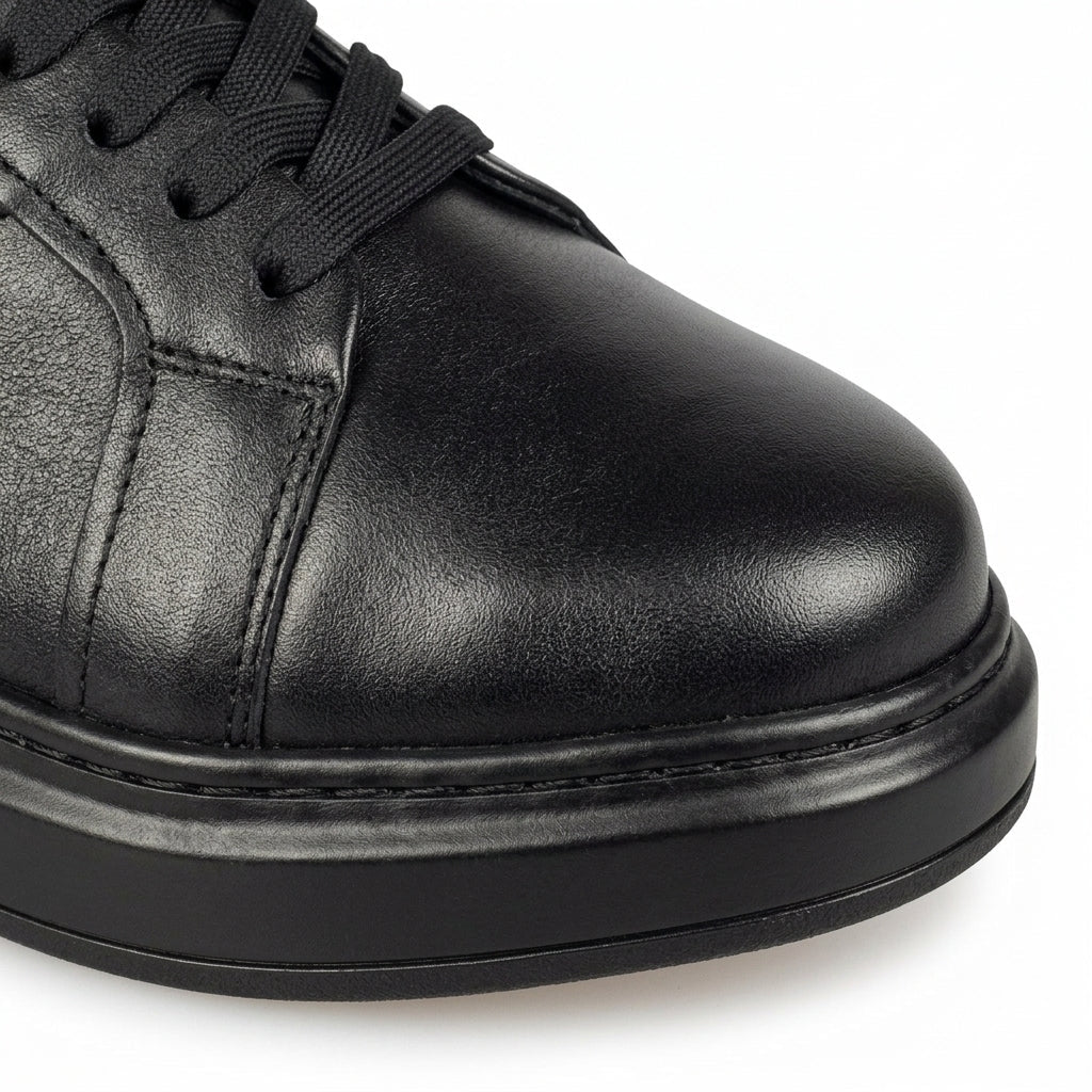 Adidasi barbati din piele naturală, M - 102, negru - Paul Style