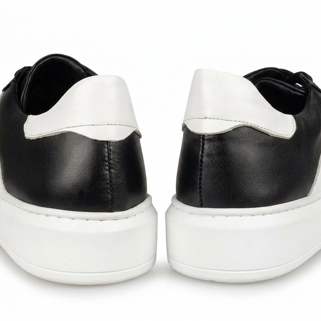 Adidasi barbati din piele naturală, M - 102, negru - alb TALBA - Paul Style