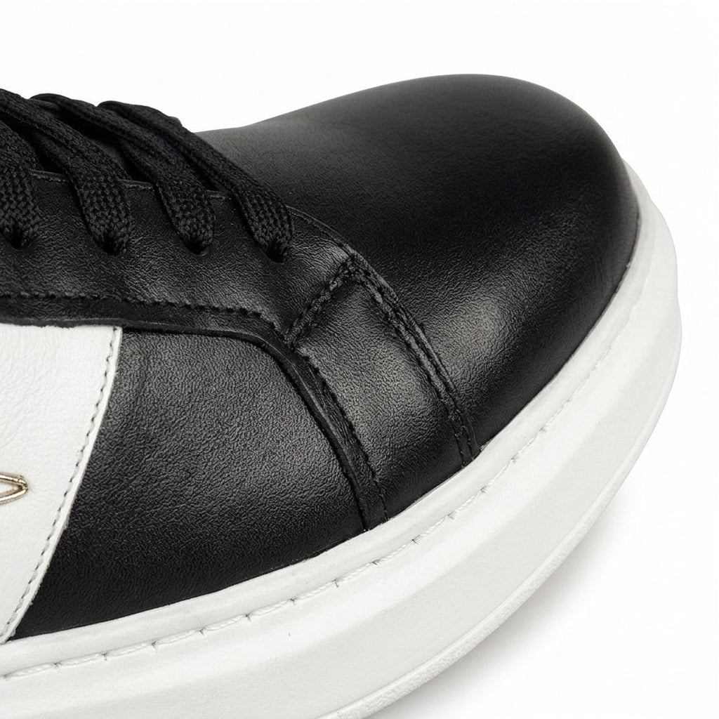 Adidasi barbati din piele naturală, M - 102, negru - alb TALBA - Paul Style