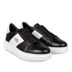 Adidasi barbati din piele naturală, M - 102, negru - alb TALBA - Paul Style
