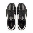 Adidasi barbati din piele naturală, M - 102, negru - alb TNG - Paul Style