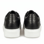 Adidasi barbati din piele naturală, M - 102, negru - Talba - Paul Style