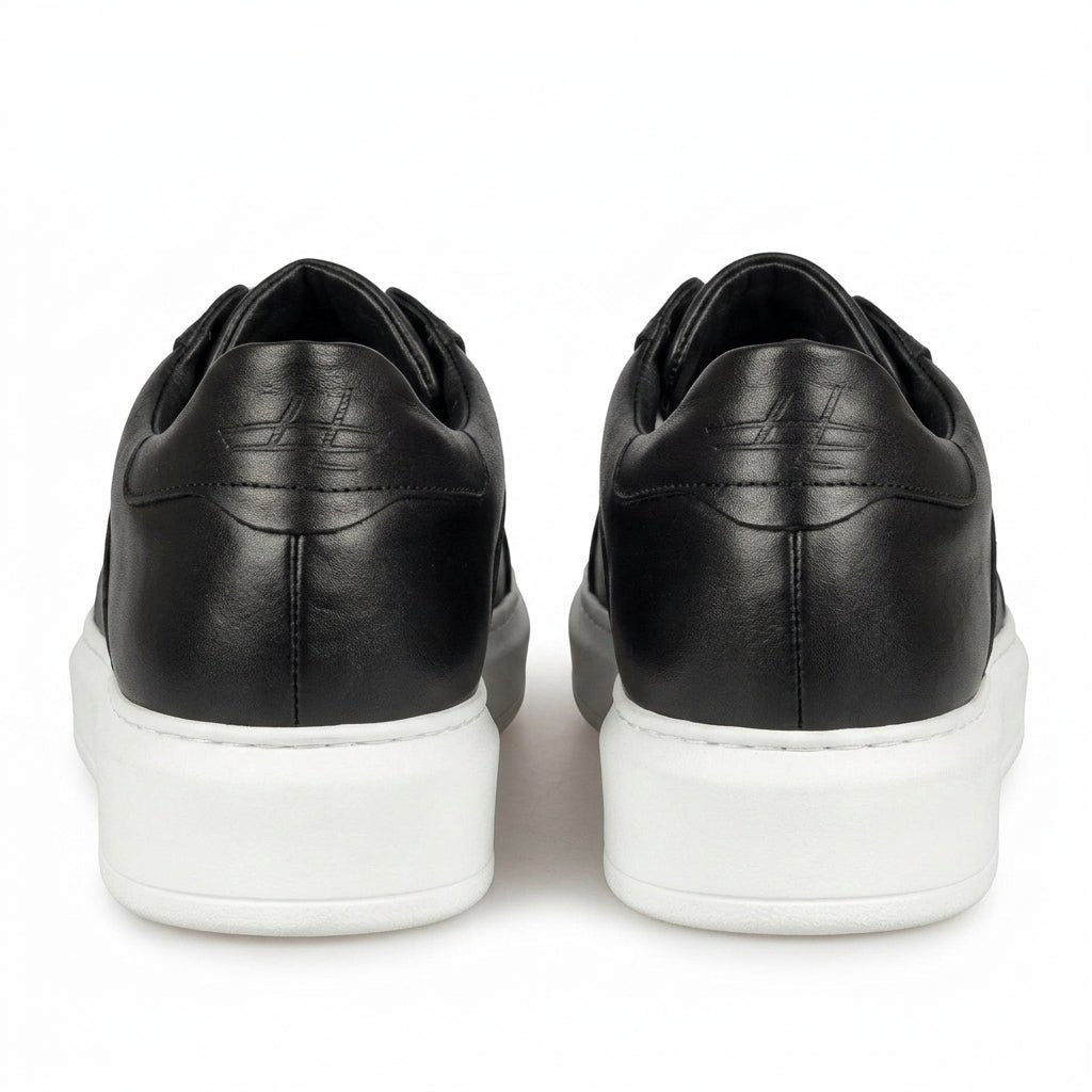 Adidasi barbati din piele naturală, M - 102, negru - Talba - Paul Style