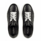 Adidasi barbati din piele naturală, M - 102, negru - Talba - Paul Style