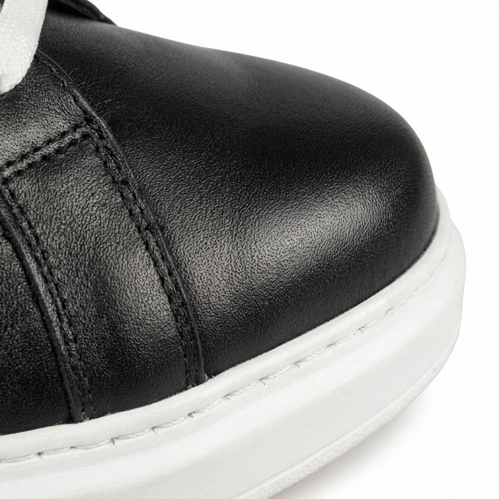 Adidasi barbati din piele naturală, M - 102, negru - Talba - Paul Style