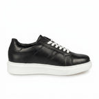 Adidasi barbati din piele naturală, M - 102, negru - Talba - Paul Style