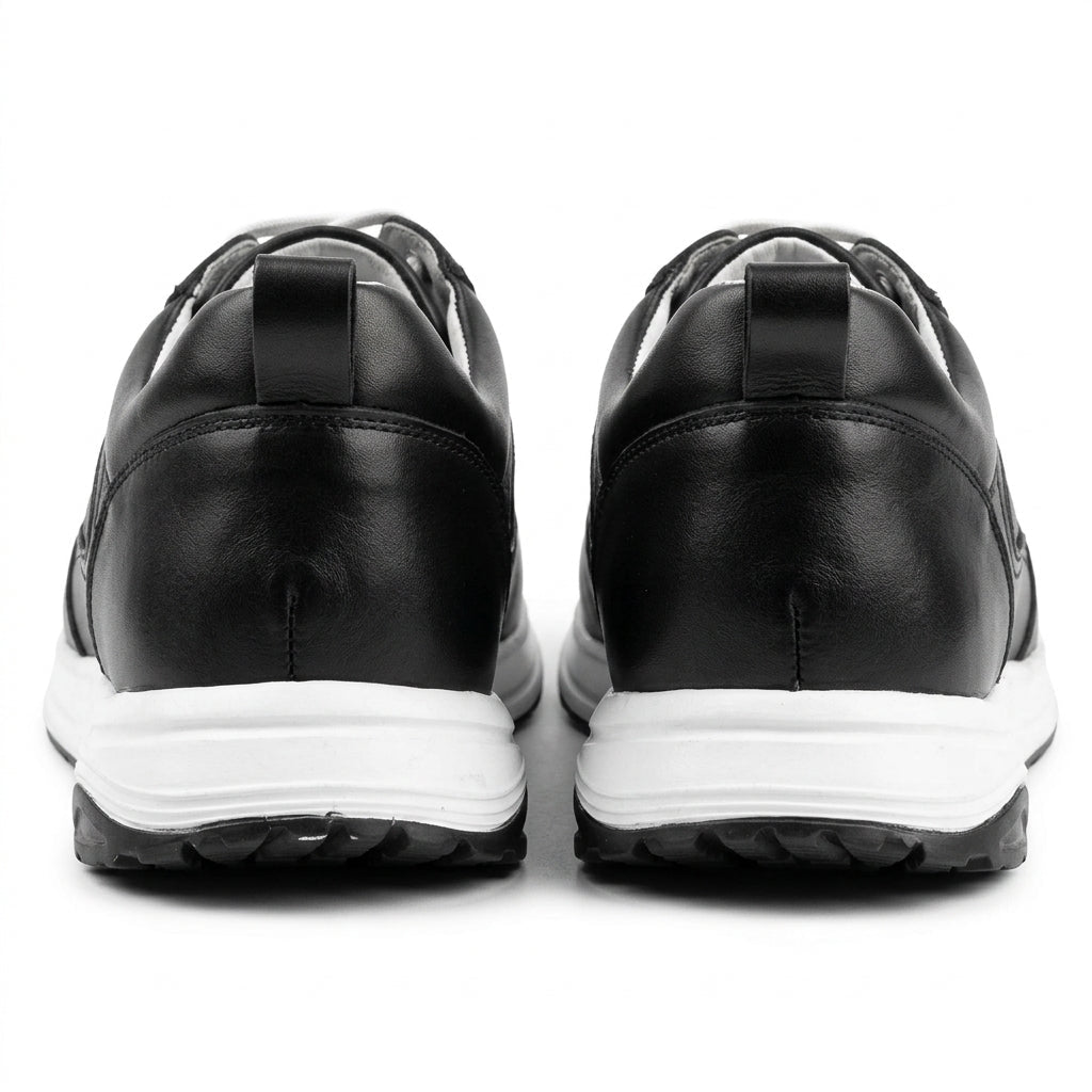 Adidasi barbati din piele naturală, M - 103, negru - PR - Paul Style