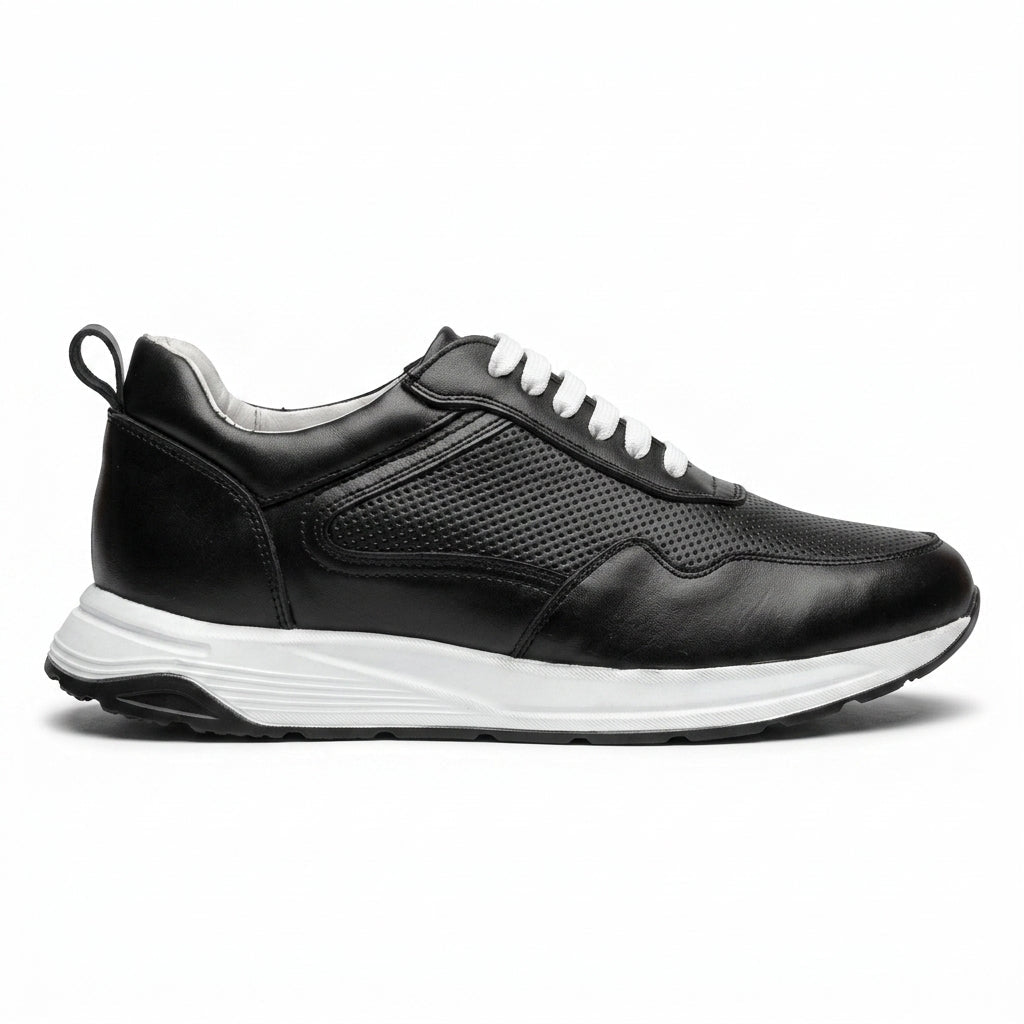 Adidasi barbati din piele naturală, M - 103, negru - PR - Paul Style