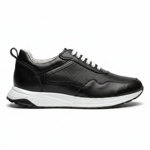 Adidasi barbati din piele naturală, M - 103, negru - PR - Paul Style