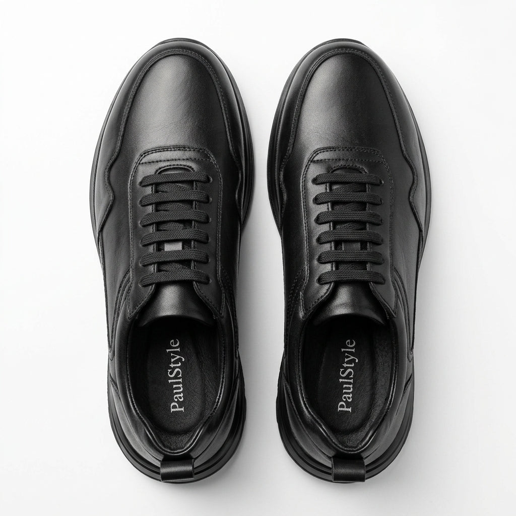 Adidasi barbati din piele naturală, M - 103, negru TNG - Paul Style