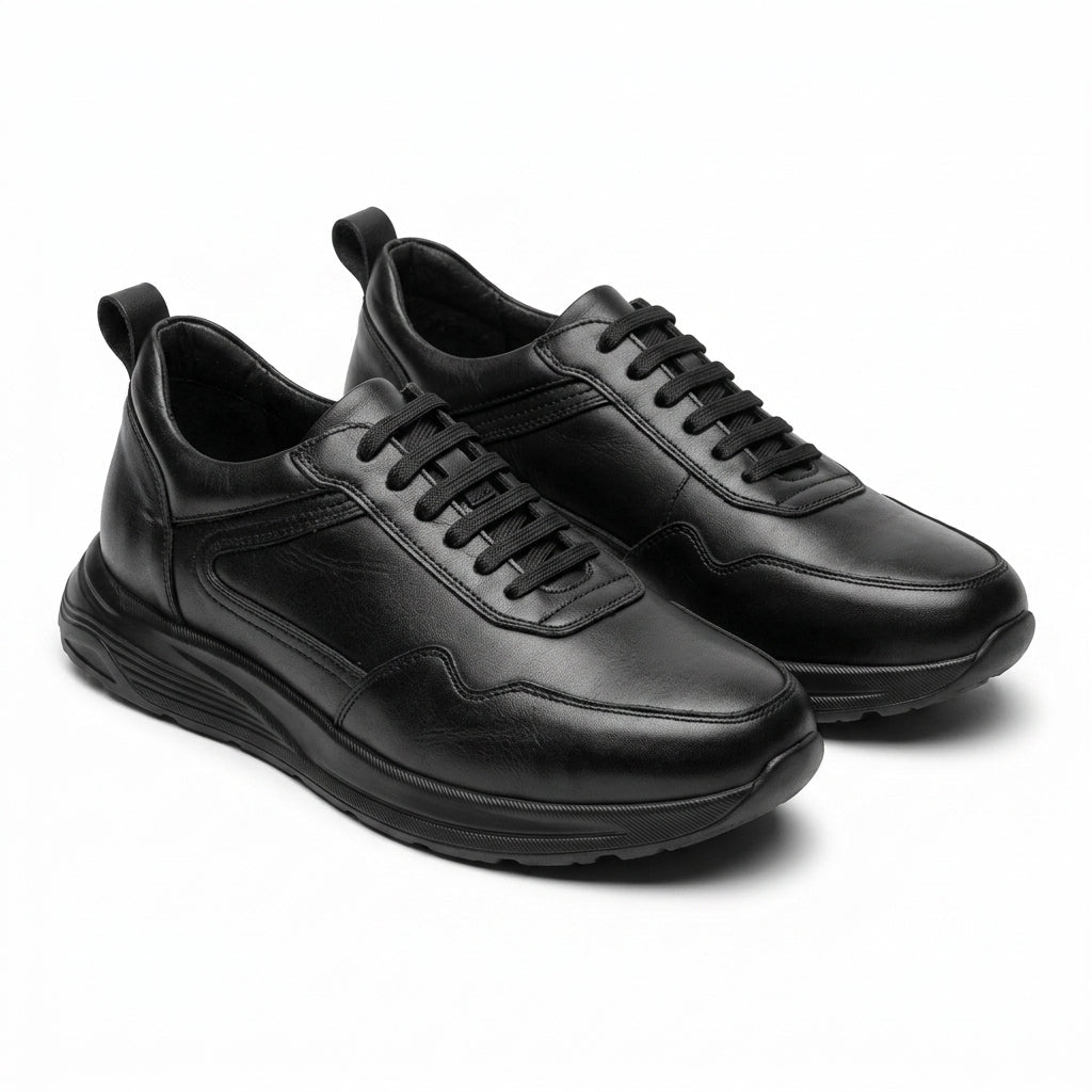 Adidasi barbati din piele naturală, M - 103, negru TNG - Paul Style