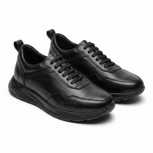 Adidasi barbati din piele naturală, M - 103, negru TNG - Paul Style