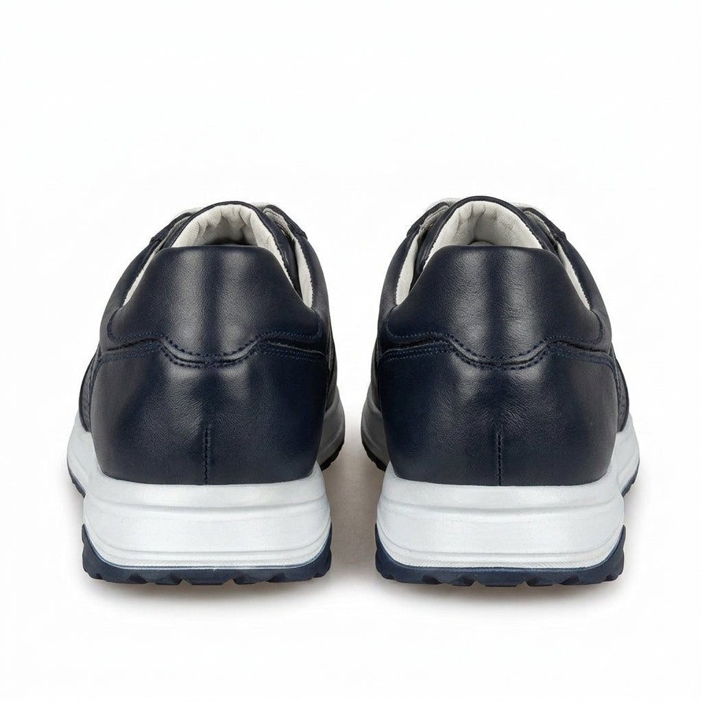 Adidasi barbati din piele naturală, M - 104, blue - t alba - Paul Style